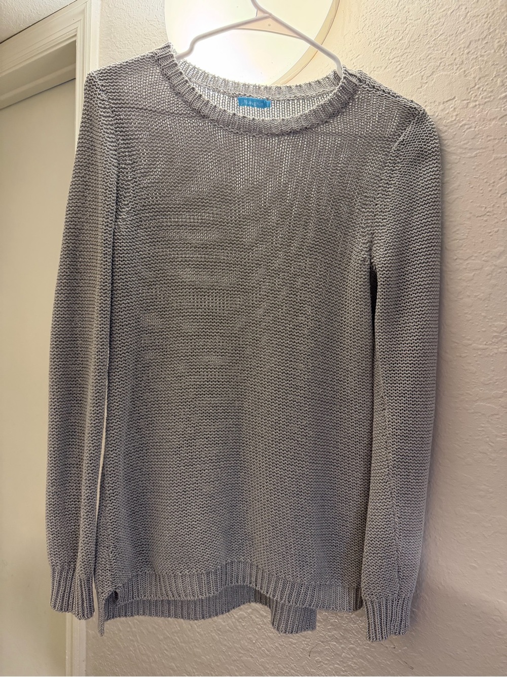 J. McLaughlin Light Gray Crewneck Knit Sweater